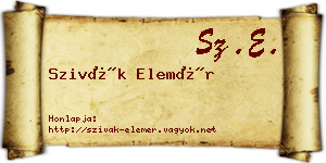 Szivák Elemér névjegykártya